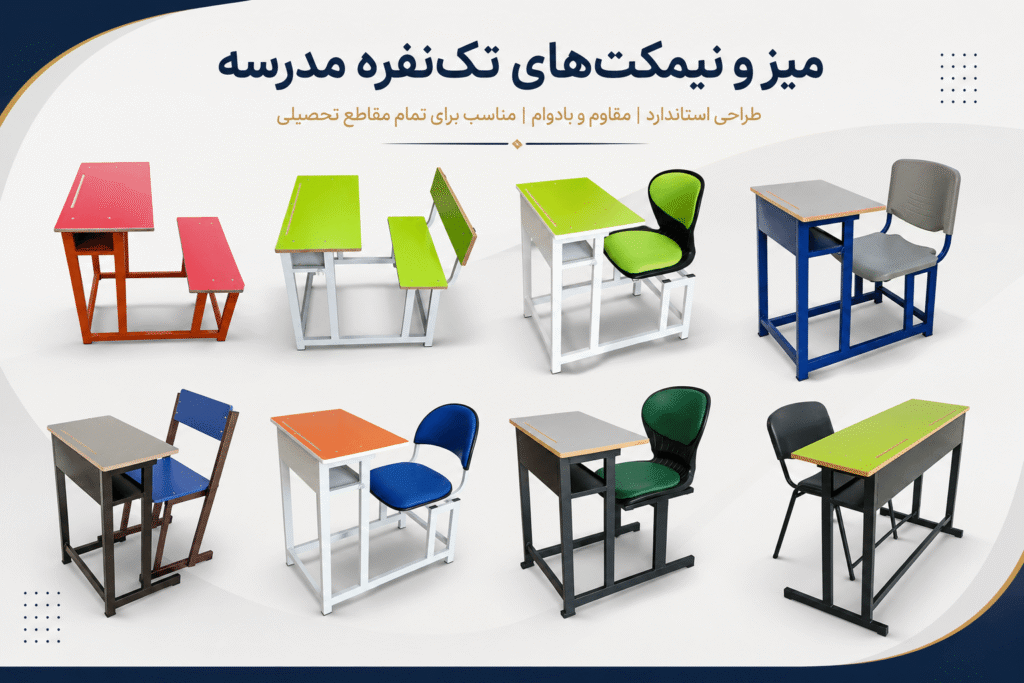 مدل های مختلف میز و نیمکت تک نفره مدرسه